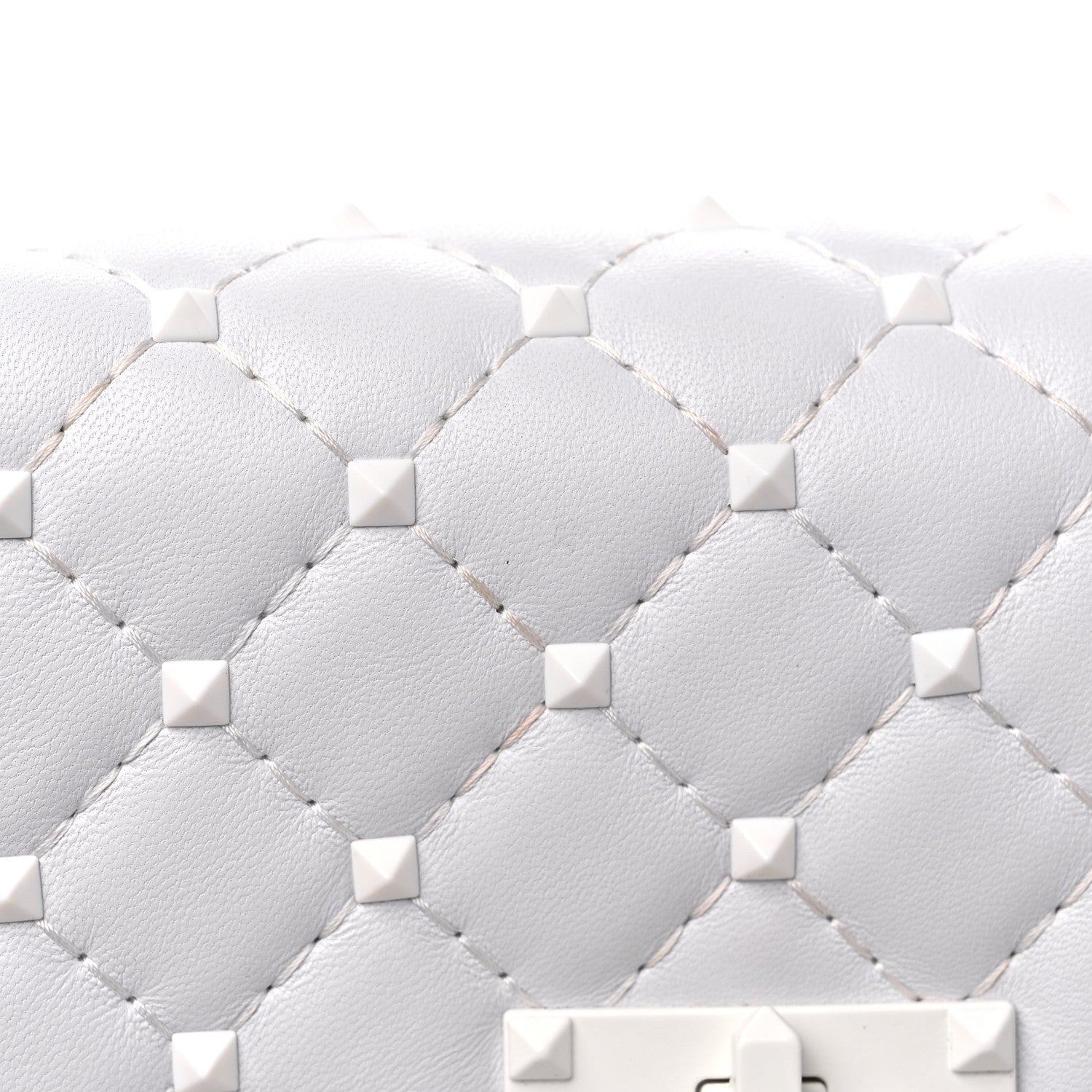 Valentino Garavani Lambskin Free Rockstud Spike Wallet on Chain Optic White 14 of 14