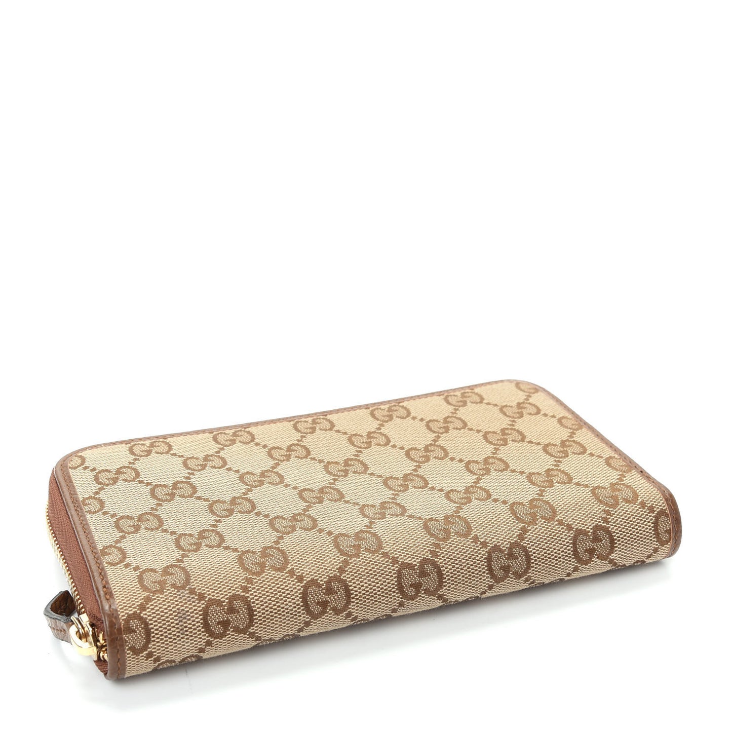 Monogram Dollar Calfskin Zip Around Wallet Beige Ebony Tabacco