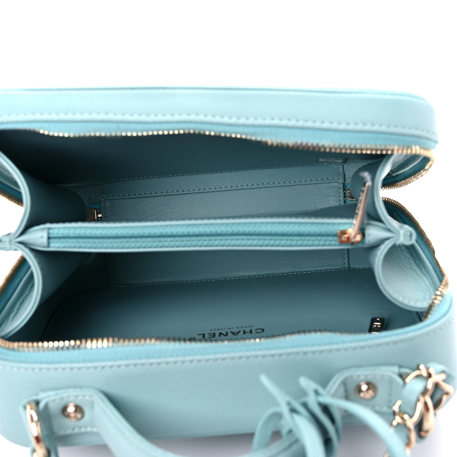 Chanel Caviar Quilted Medium CC Filigree Vanity Case Light Blue 5 of 11