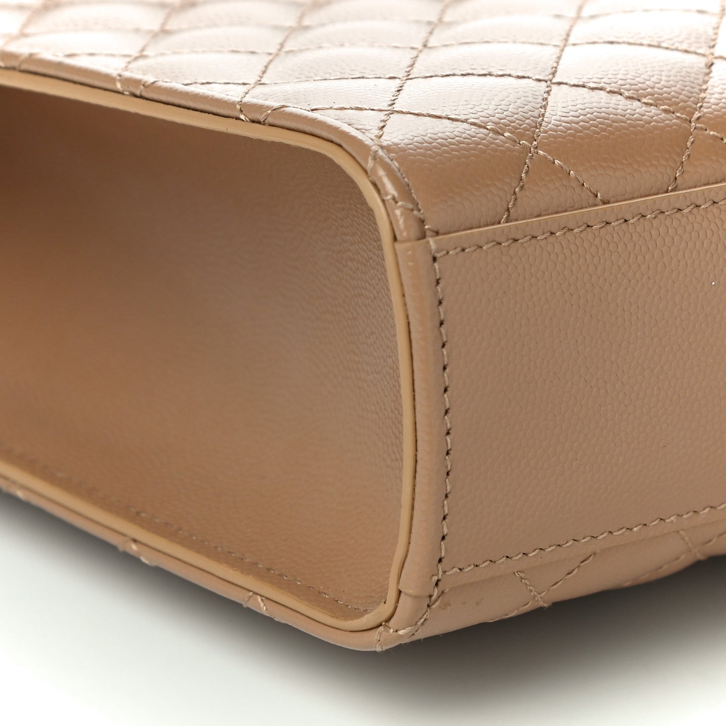 Grain De Poudre Textured Mixed Matelasse Triquilt Large Monogram Satchel Cork