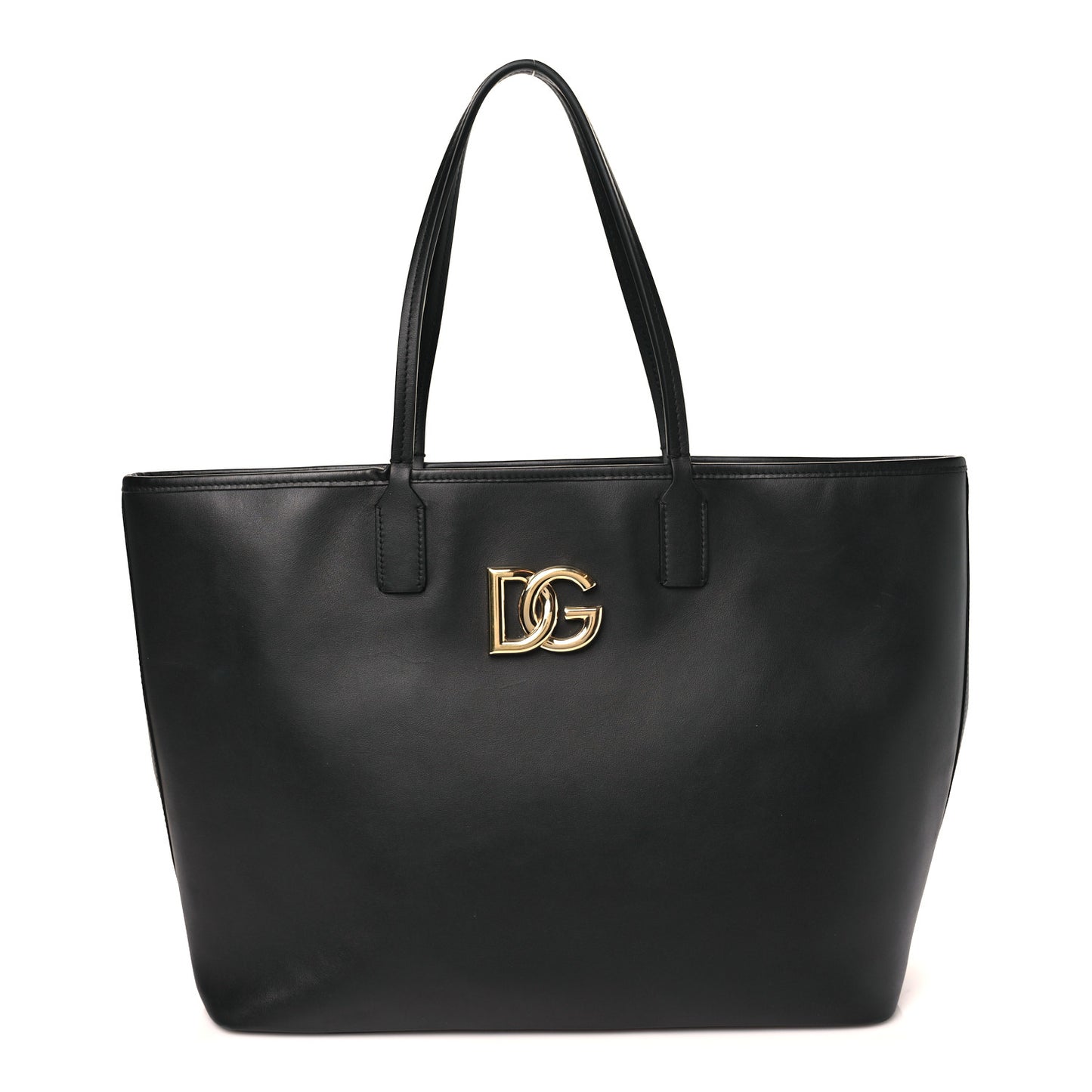 DOLCE GABBANA Calfskin Medium Fefe Tote Black