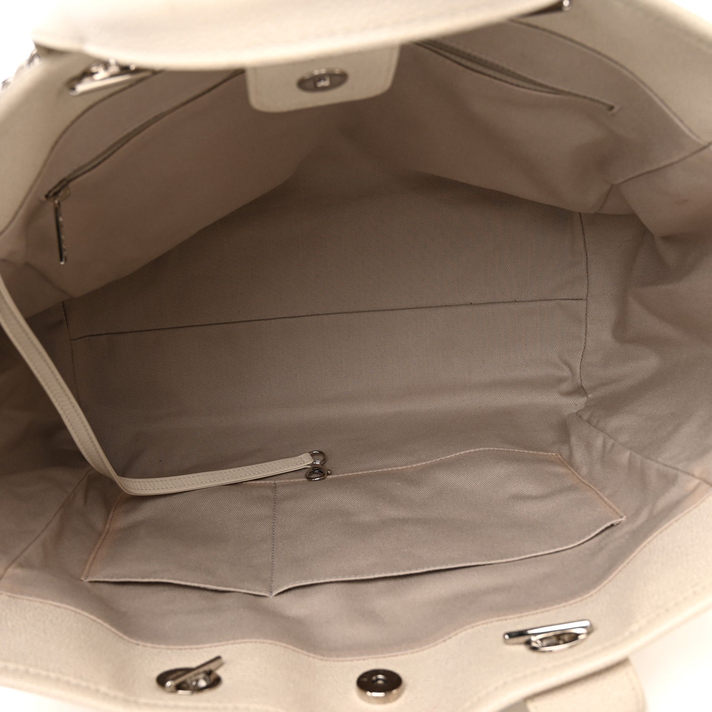 Glazed Calfskin Medium Deauville Tote Ivory
