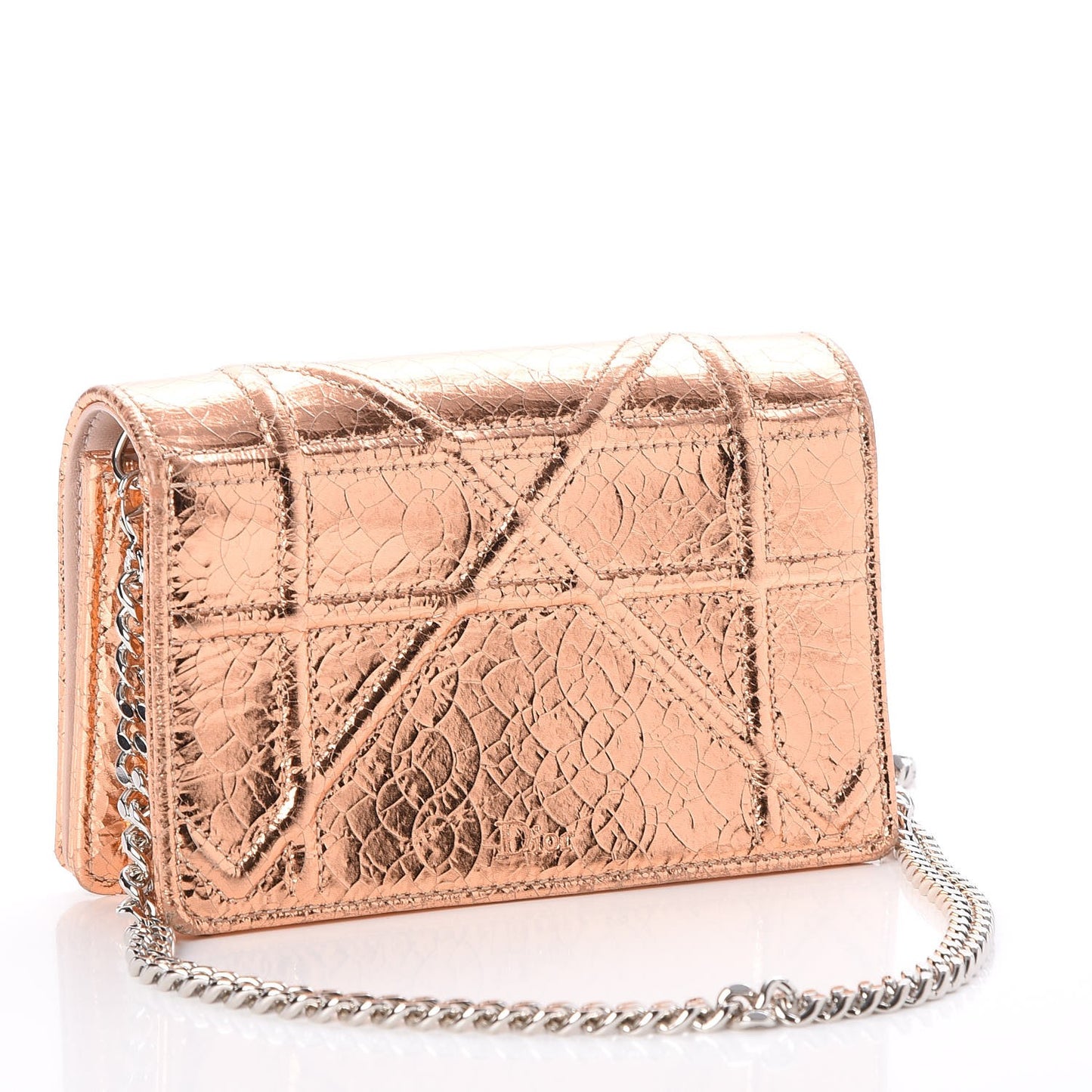 Ceramic Effect Deerskin Baby Diorama Flap Bag Gold