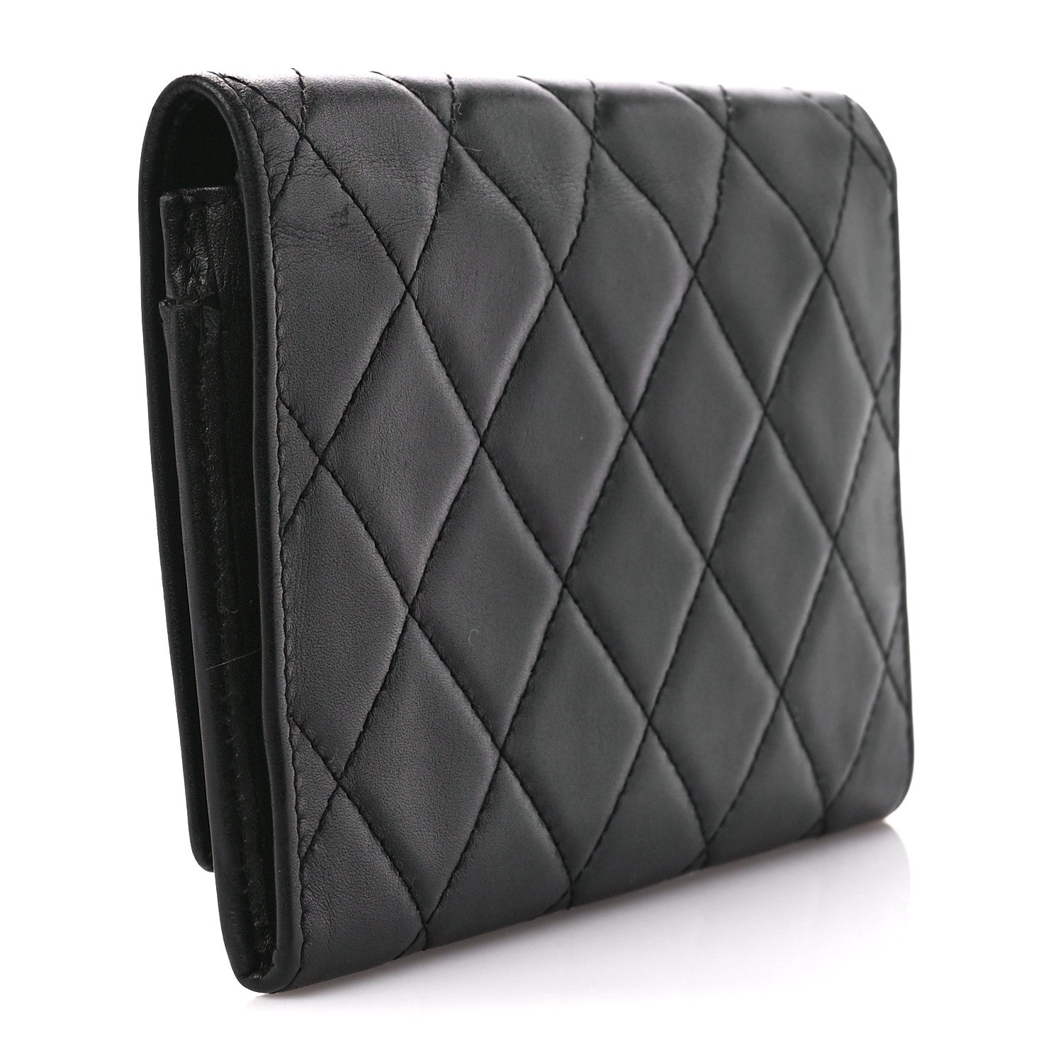 Chanel Calfskin Quilted Cambon Flap Wallet Black White 3 of 10