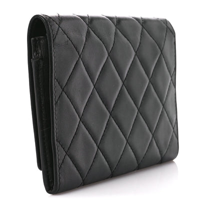 Chanel Calfskin Quilted Cambon Flap Wallet Black White 3 of 10