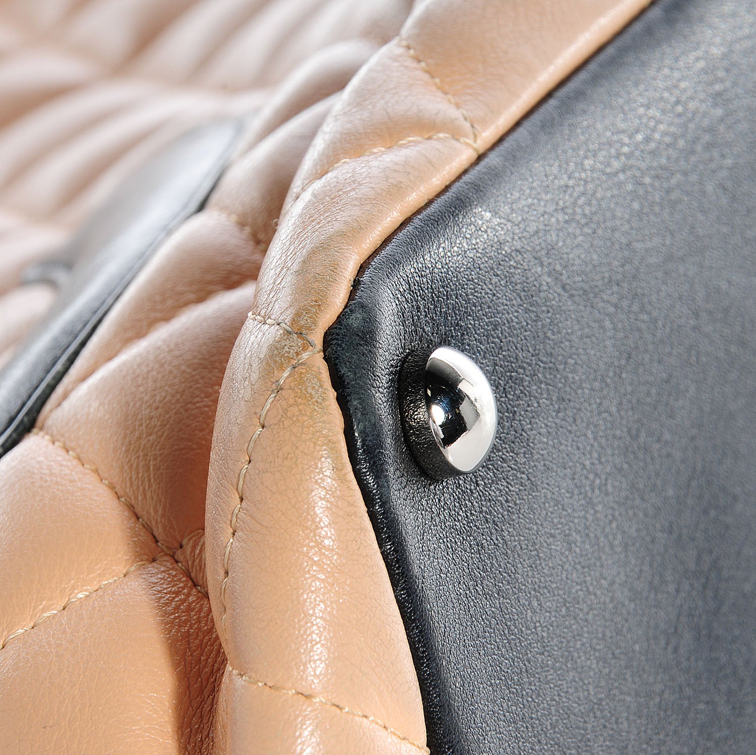 Chanel Calfskin Quilted Medium Cambon Tote Beige Black 9 of 12