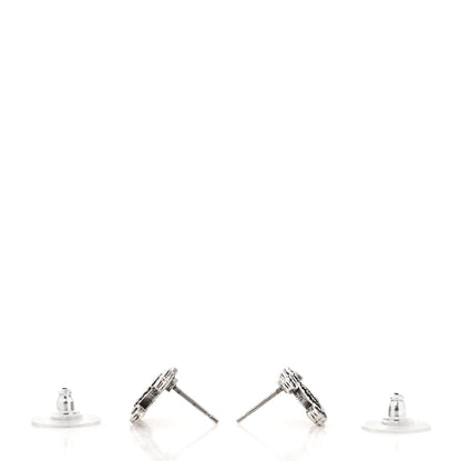 Chanel Crystal Royal Flush CC Stud Earrings Silver 3 of 4