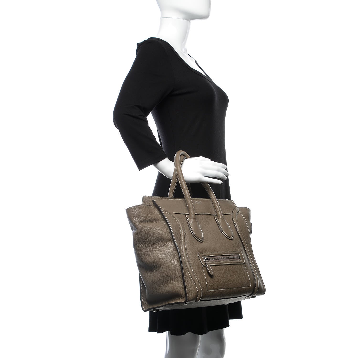 Celine Pebbled Calfskin Mini Luggage Souris 2 of 14