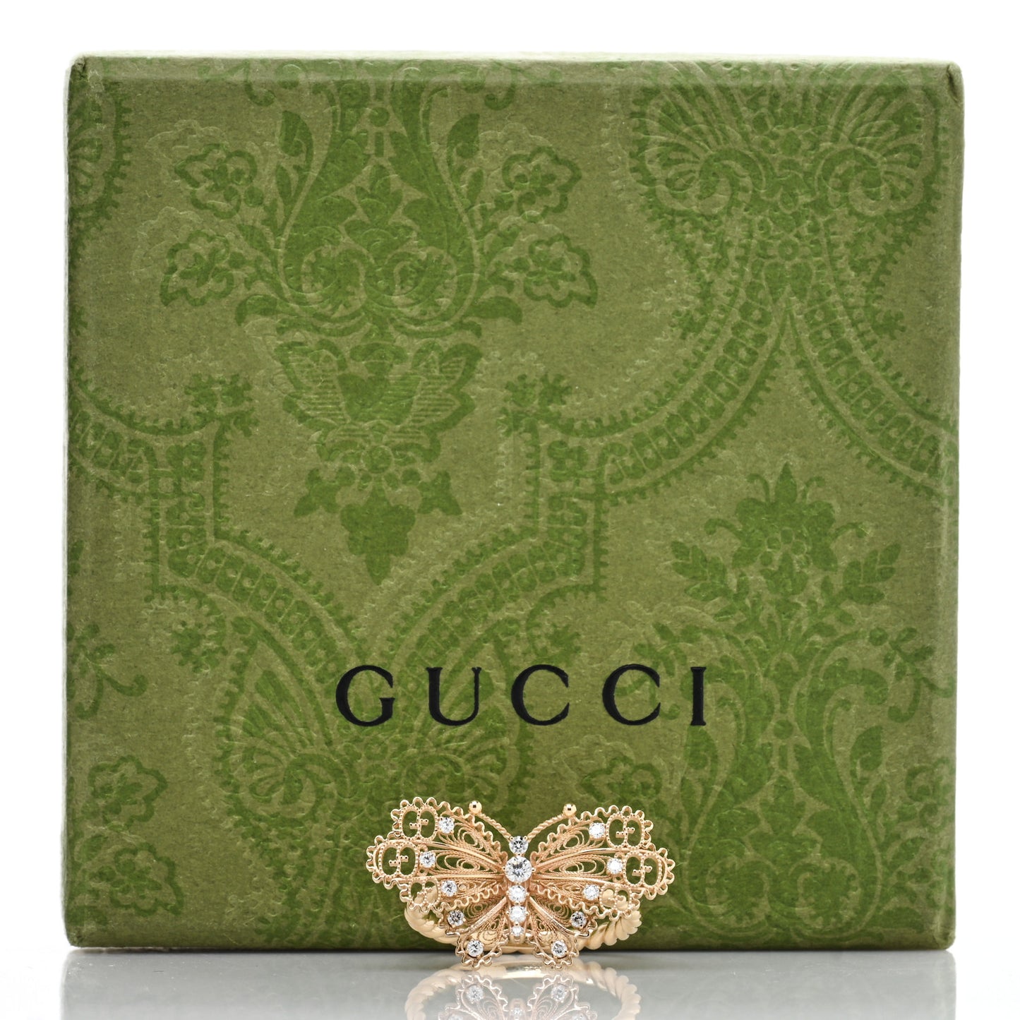 18K Yellow Gold Diamond Butterfly Ring 56 7.75