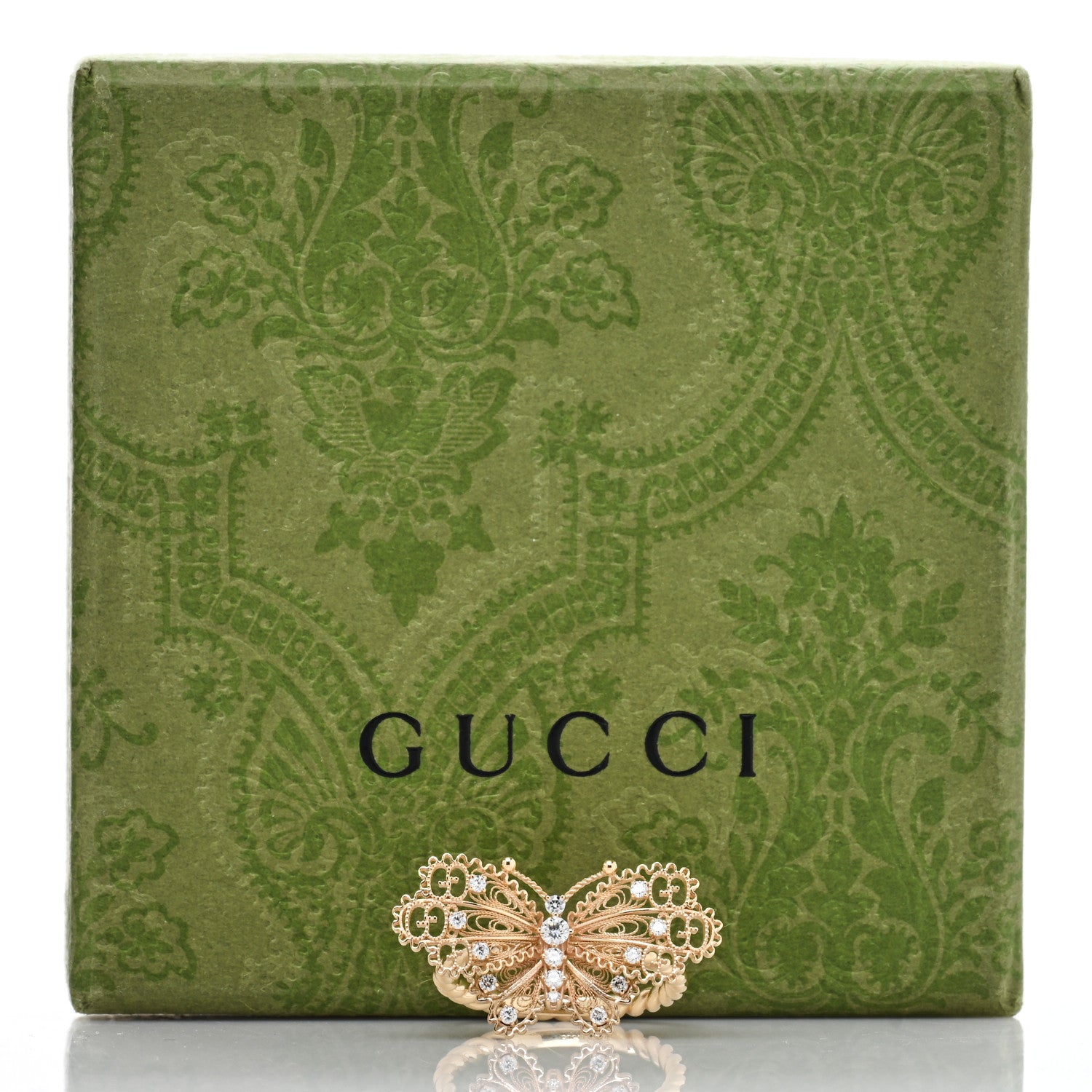 Gucci 18K Yellow Gold Diamond Butterfly Ring 56 7.75 6 of 6