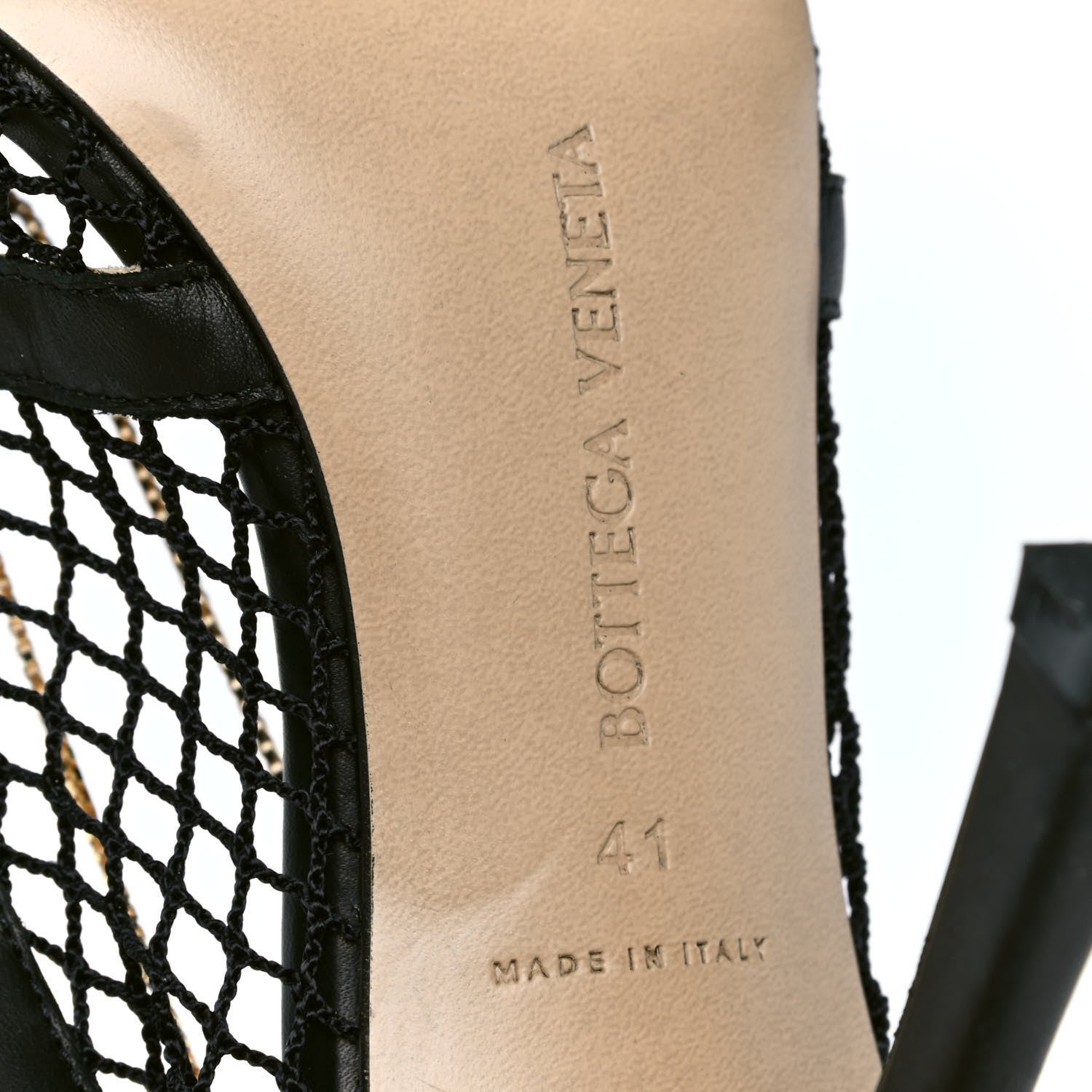 Bottega Veneta Mesh Calfskin Chain Stretch Pumps 41 Black 5 of 5