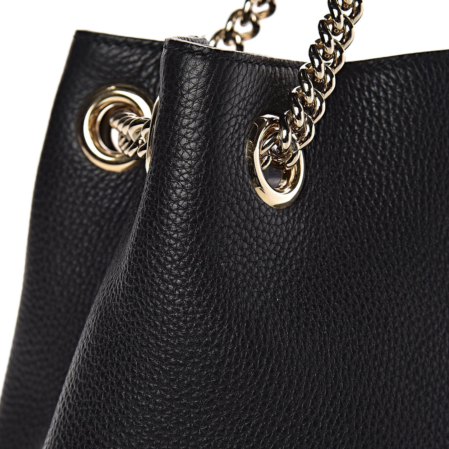 Pebbled Calfskin Medium Soho Chain Shoulder Bag Black