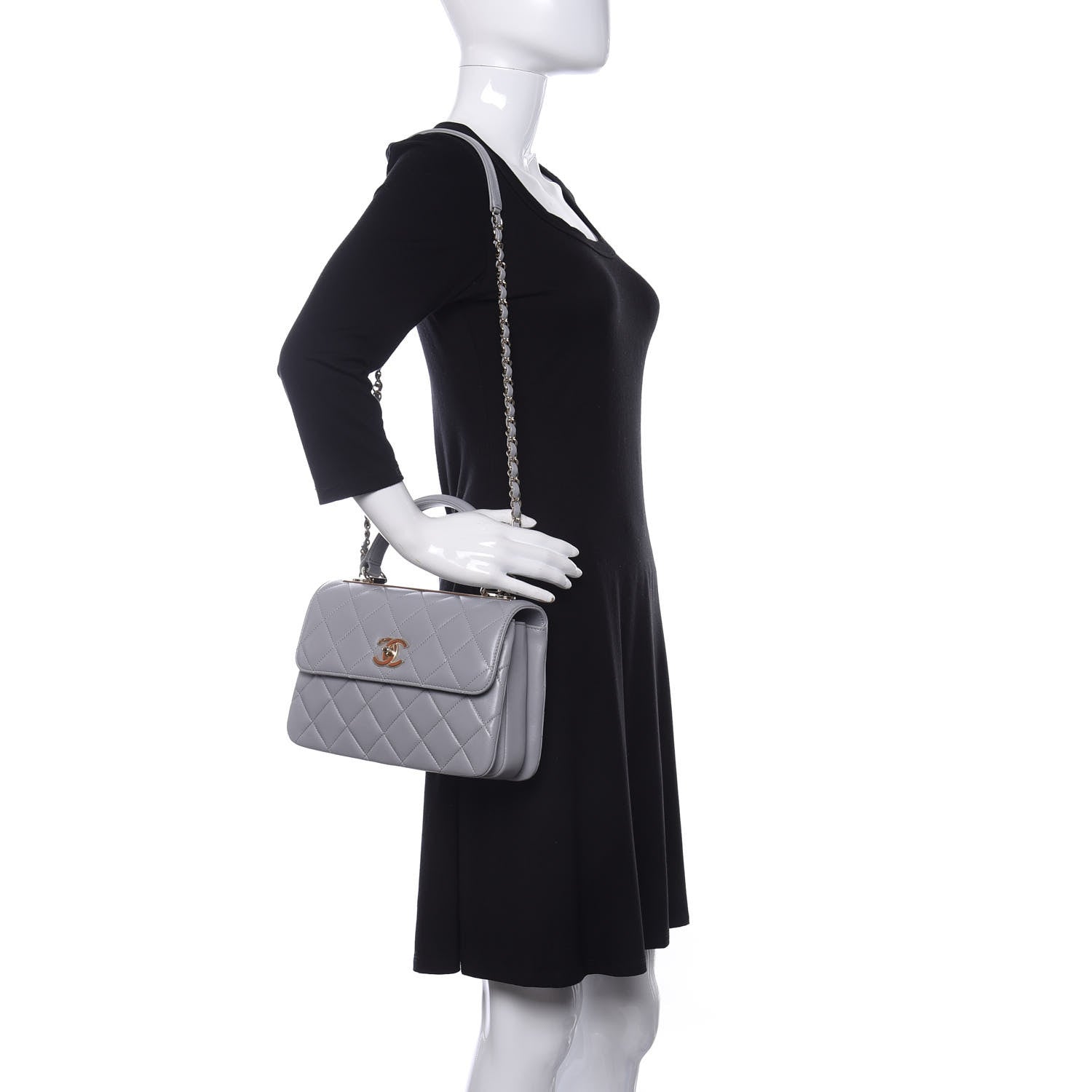 Chanel Lambskin Quilted Small Trendy CC Dual Handle Flap Bag Grey 2 of 10