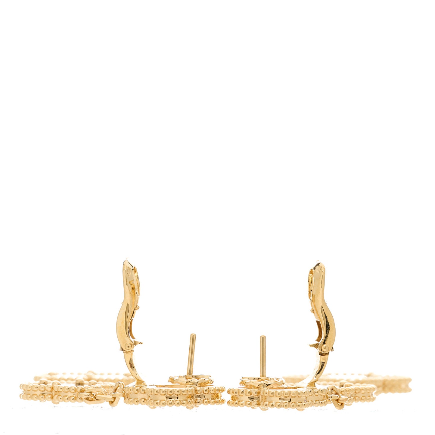 18K Yellow Gold Mother of Pearl Black Onyx 3 Motifs Magic Alhambra Earrings