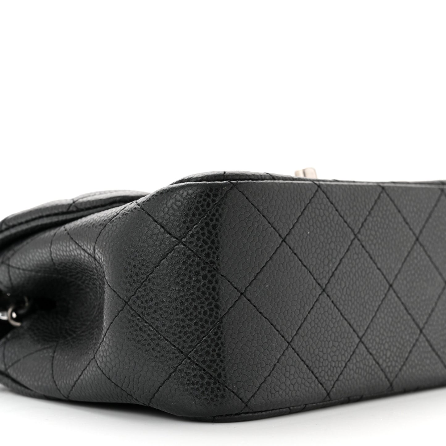 Caviar Quilted Mini Square Flap Dark Charcoal