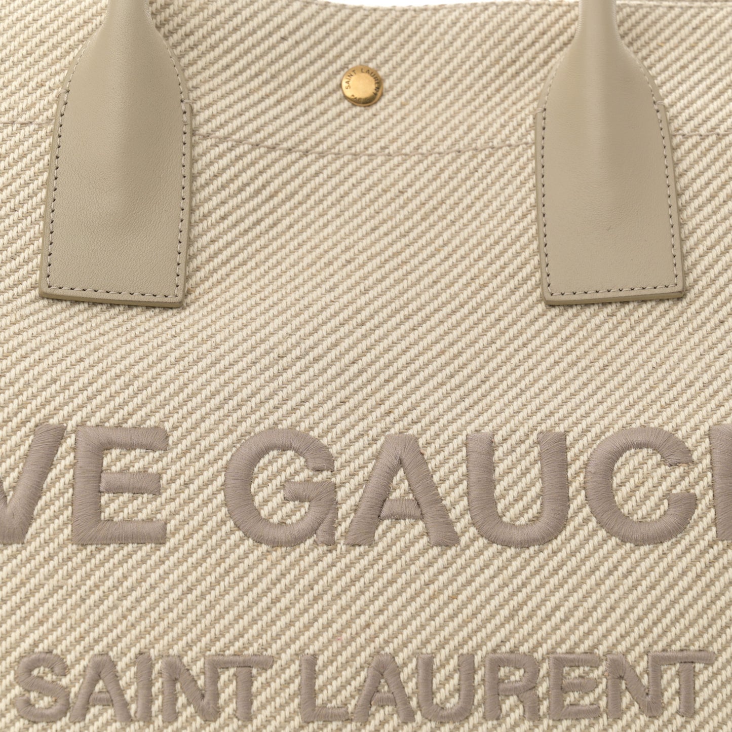 Linen Calfskin Rive Gauche Tote Beige Sea Salt