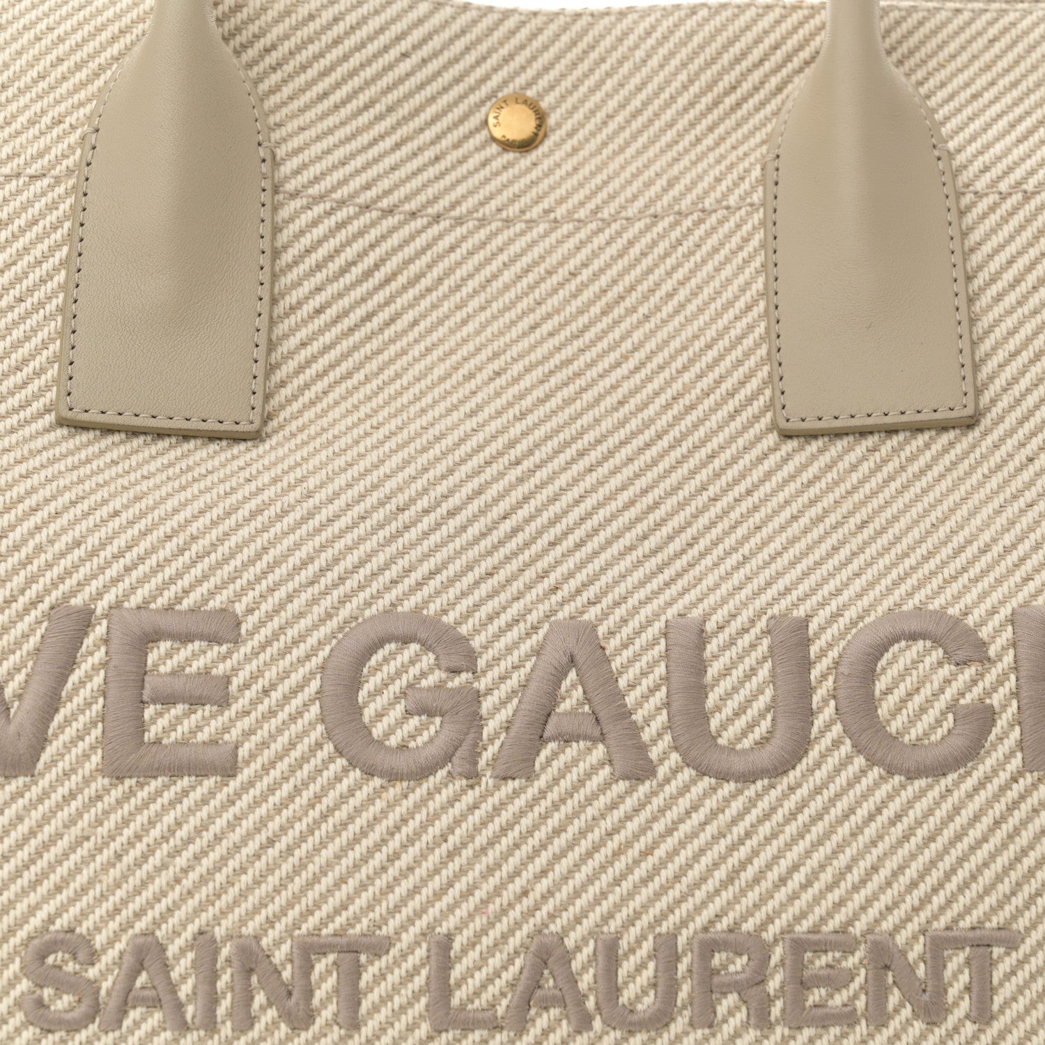 Saint Laurent Linen Calfskin Rive Gauche Tote Beige Sea Salt 8 of 13