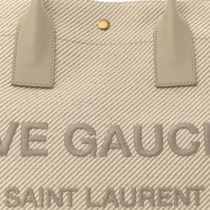 Saint Laurent Linen Calfskin Rive Gauche Tote Beige Sea Salt 8 of 13