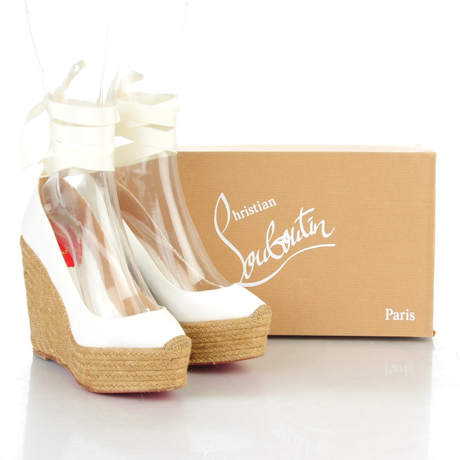 Christian Louboutin Canvas Formentera Platform 130 Espadrille Wedges 38 White 7 of 7