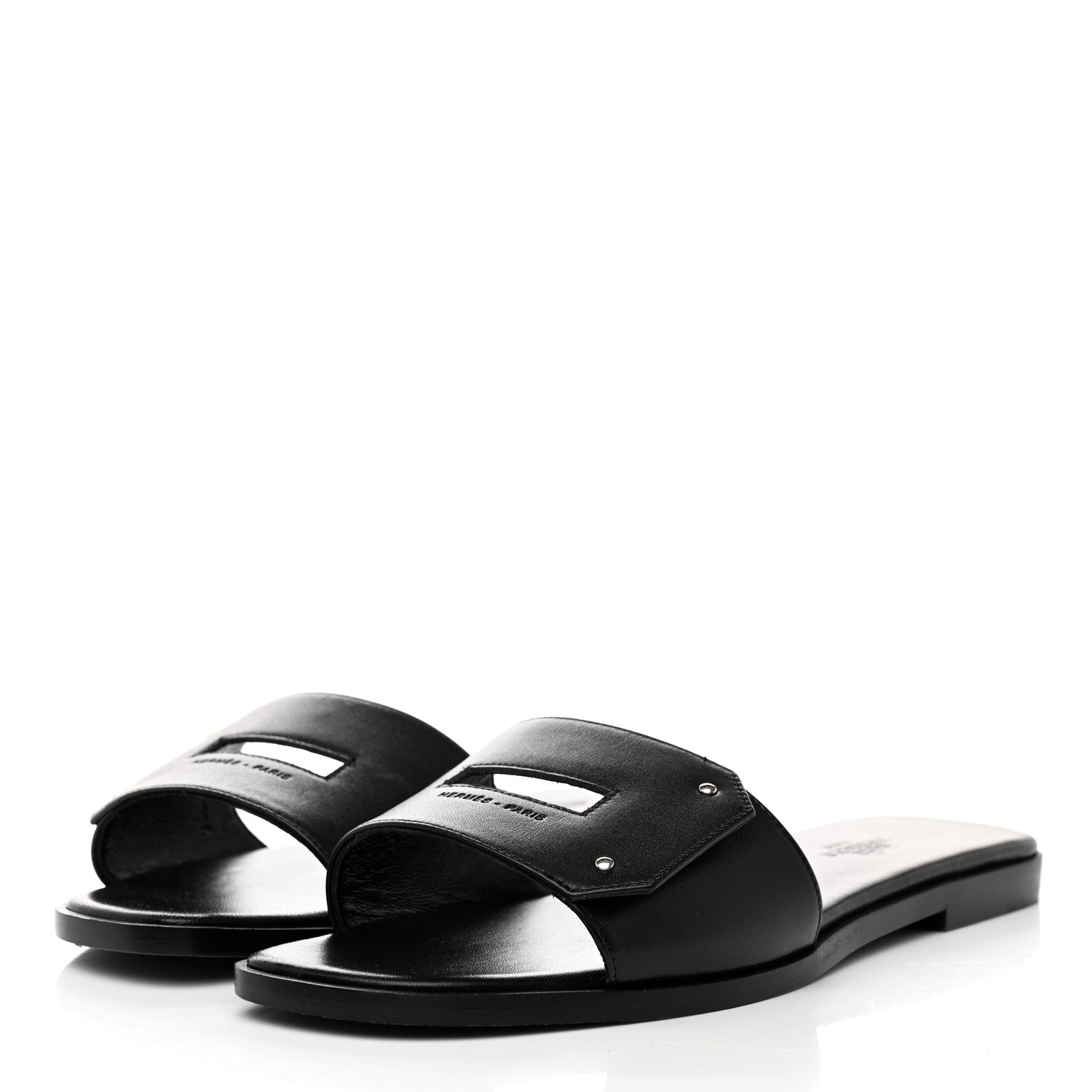 Hermes Calfskin View Sandals 37.5 Black 3 of 9