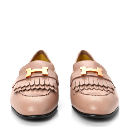 Hermes Goatskin Womens Royal Loafers 37 Bois De Santal 2 of 10