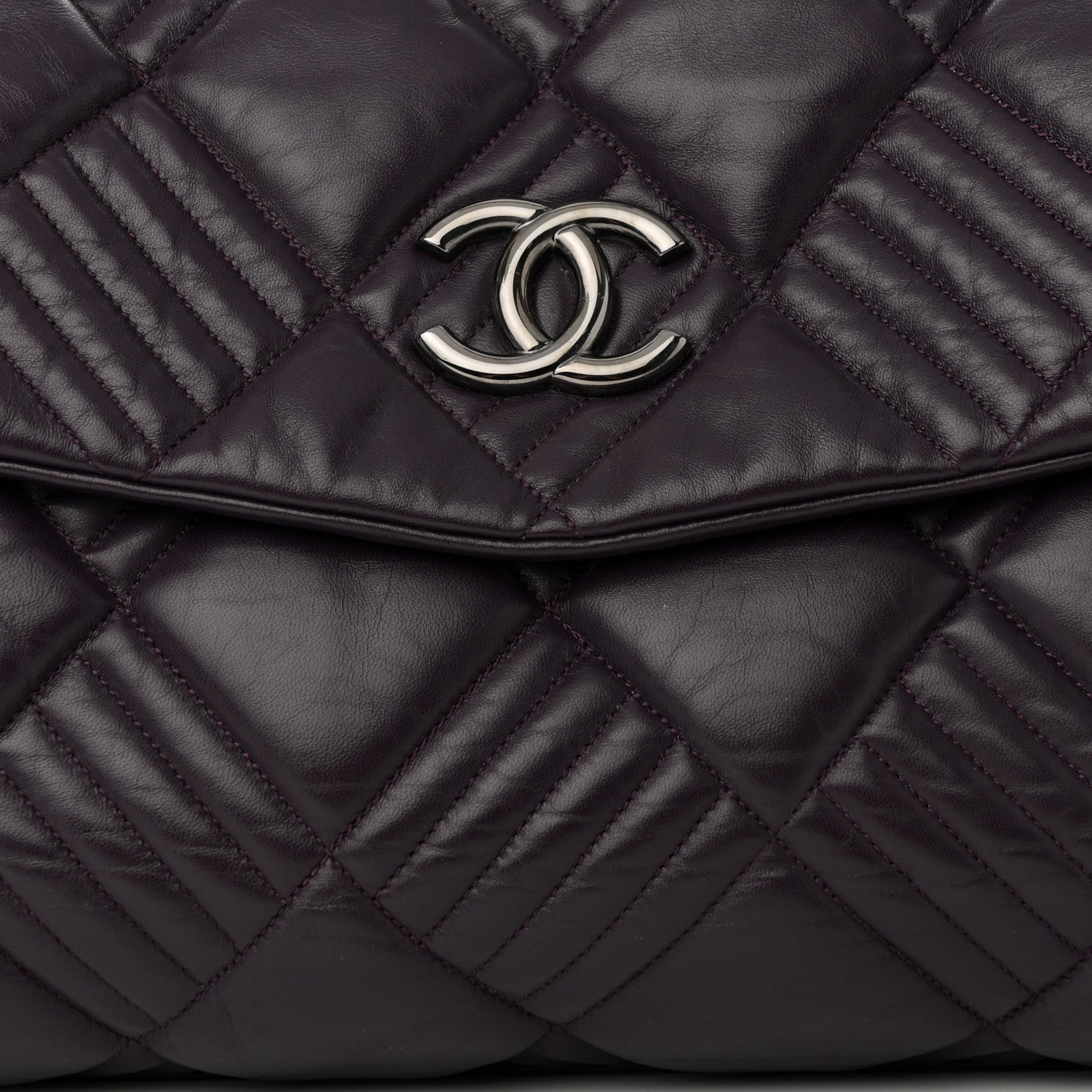 Chanel Lambskin In And Out XL Maxi Flap Dark Purple 8 of 11