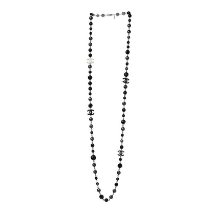Chanel Ruthenium Pearl Beaded CC Long Necklace Black 3 of 5