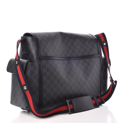 Gucci GG Supreme Monogram Web Messenger Diaper Bag Black Grey 3 of 8