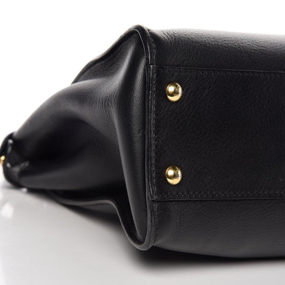Fendi Vitello Seta Shiny Nappa Medium Peekaboo Iconic Satchel Black 5 of 14