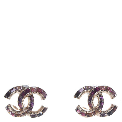Chanel Baguette Crystal CC Earrings Gold Multicolor 1 of 4