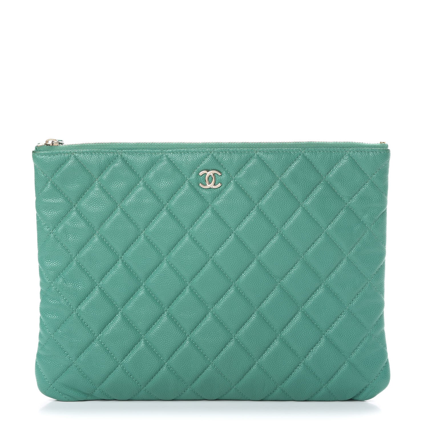 Chanel Caviar Quilted Medium Cosmetic Case Turquoise 1 of 9