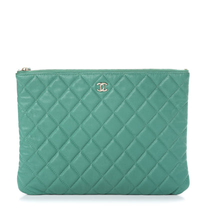 Chanel Caviar Quilted Medium Cosmetic Case Turquoise 1 of 9