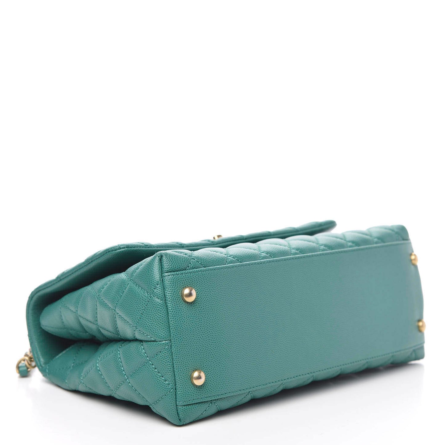 Caviar Lizard Quilted Small Coco Handle Flap Green