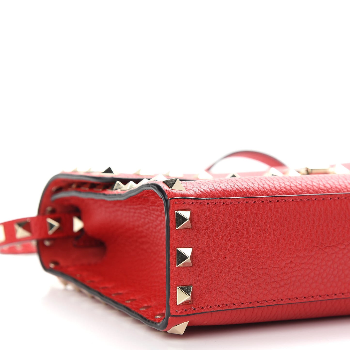 Pebbled Calfskin Medium Rockstud Flip Lock Crossbody Bag Red
