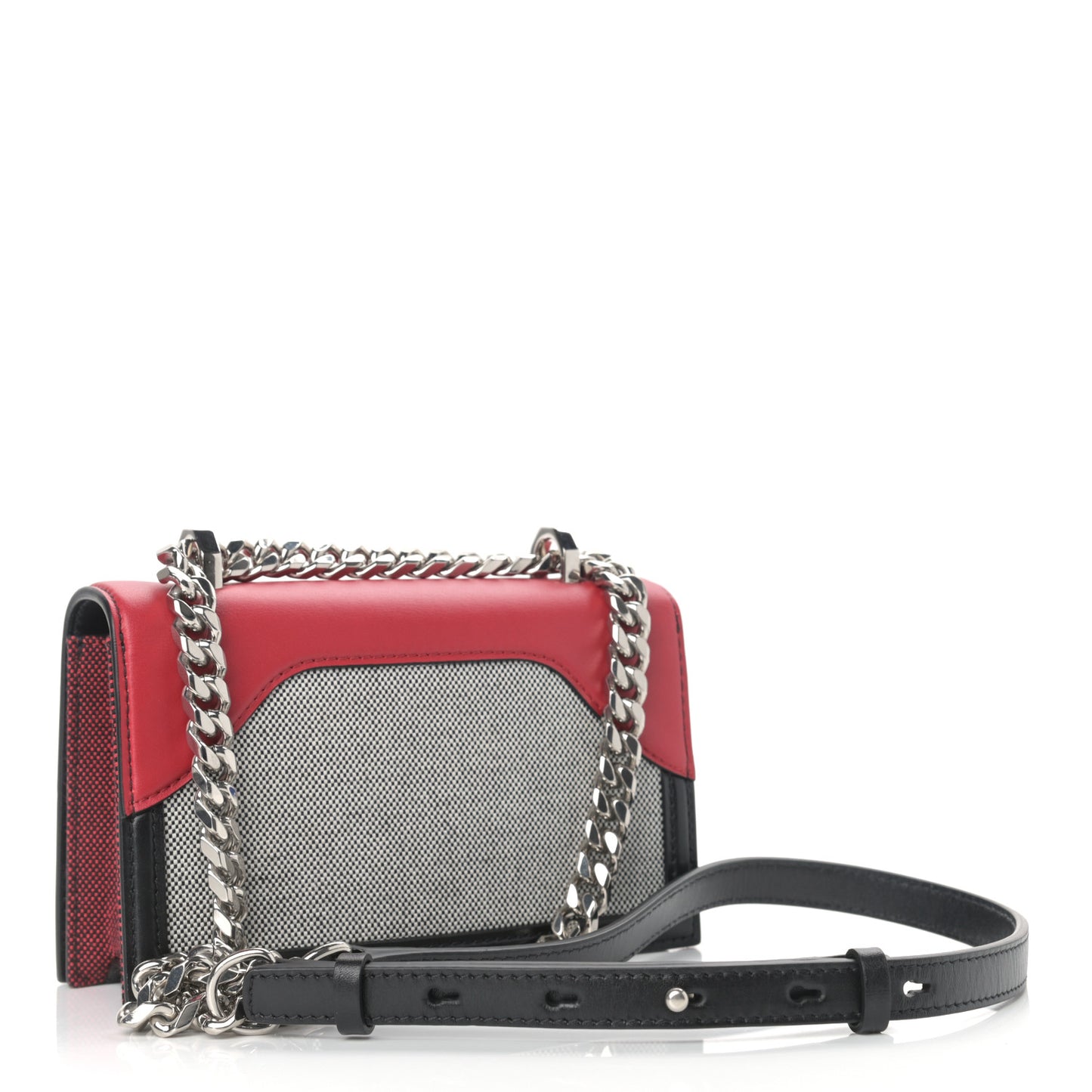 Soft Calfskin Woven Jeweled Knuckle Satchel Red Black
