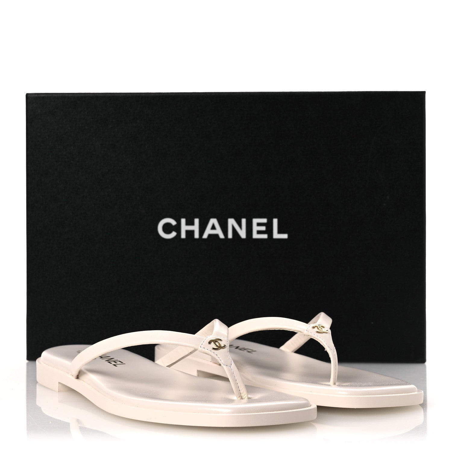 Chanel Goatskin CC Times Square Thong Sandals 38.5 Beige 11 of 11