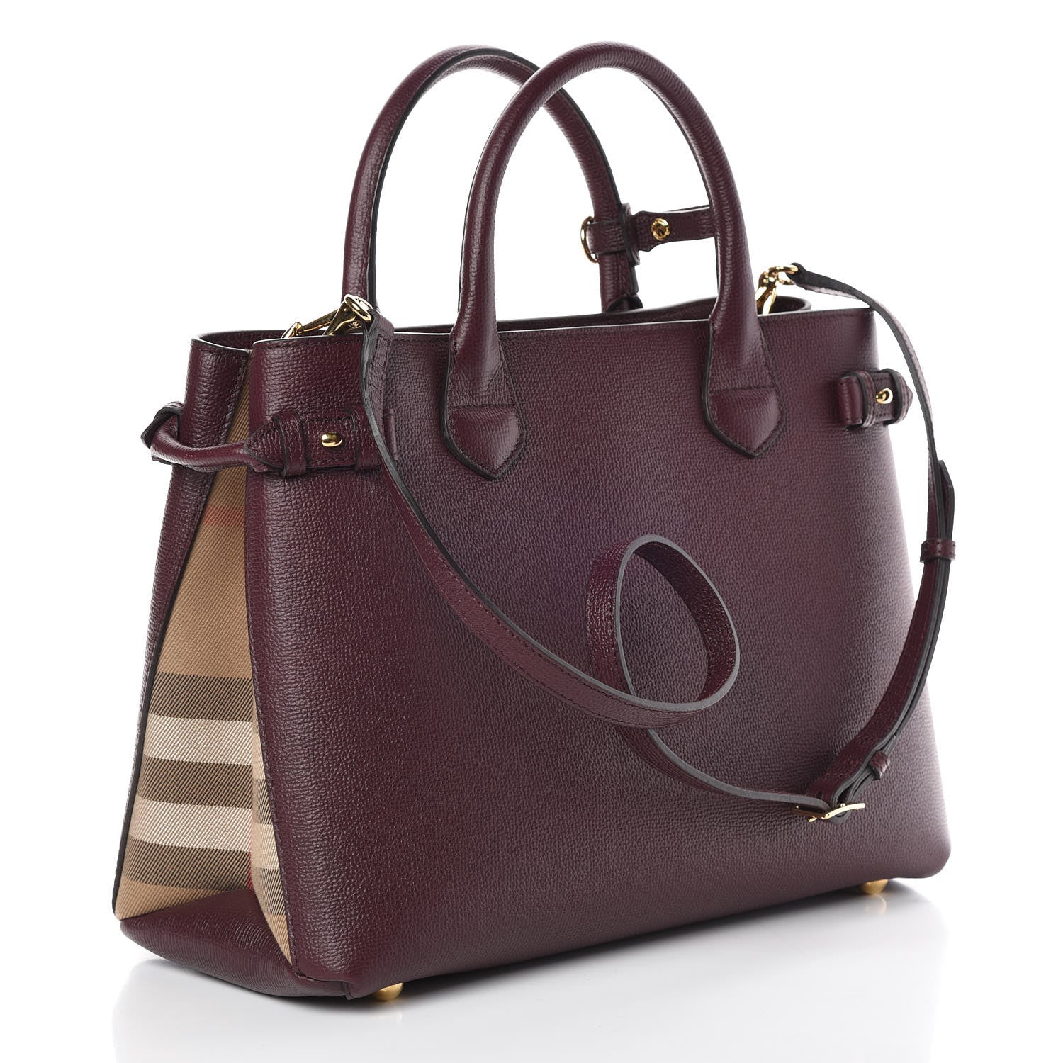 Burberry Calfskin House Check Medium Banner Tote Elderberry 4 of 10