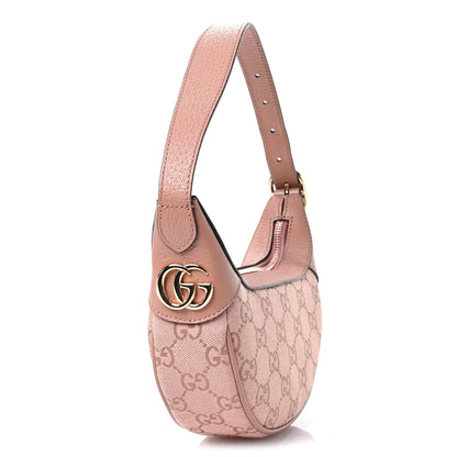 Gucci GG Supreme Monogram Textured Calfskin Web Mini Ophidia Half Moon Hobo Rose Pink 3 of 11
