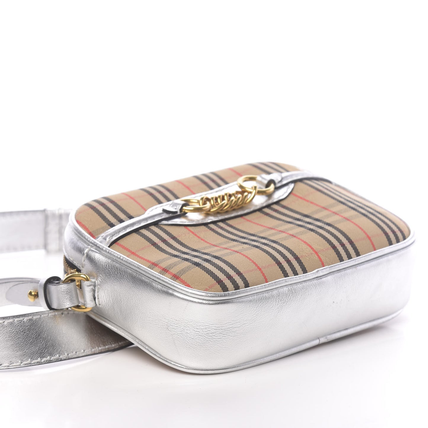 Smooth Calfskin 1983 Knight Check Link Bum Bag Silver