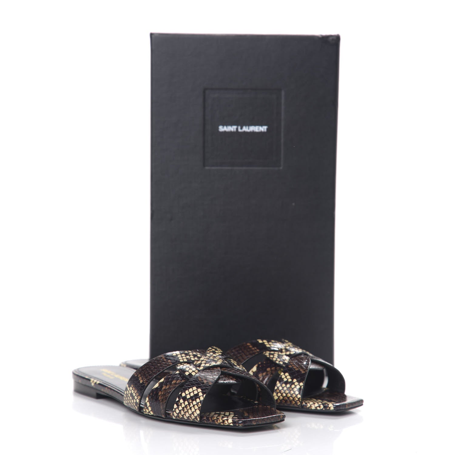 Saint Laurent Snakeskin Tribute 05 Slide Sandals 37.5 Oro 8 of 8