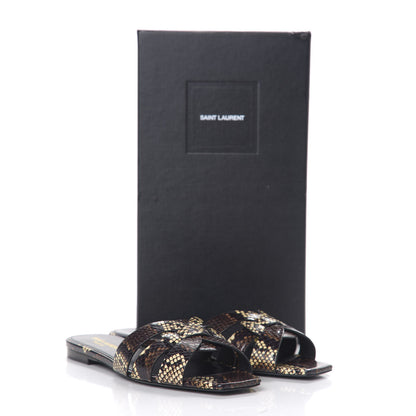 Saint Laurent Snakeskin Tribute 05 Slide Sandals 37.5 Oro 8 of 8