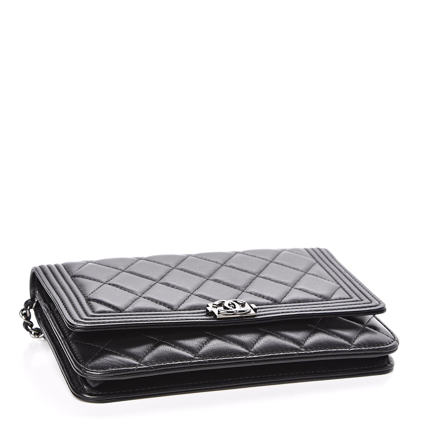 Lambskin Quilted Boy Wallet On Chain WOC Black
