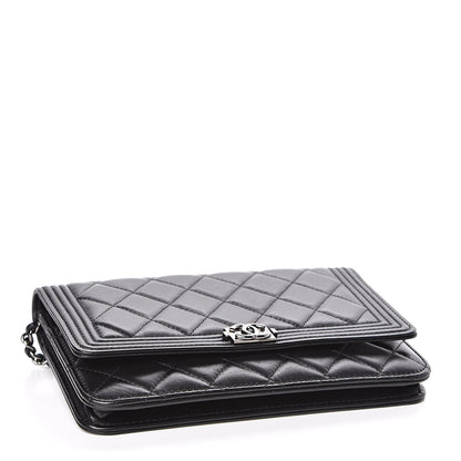 Chanel Lambskin Quilted Boy Wallet On Chain WOC Black 4 of 13
