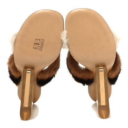 Fendi Mink Ayers Lucite Fendi First 95mm Sandals 40 Natural Brown 5 of 8