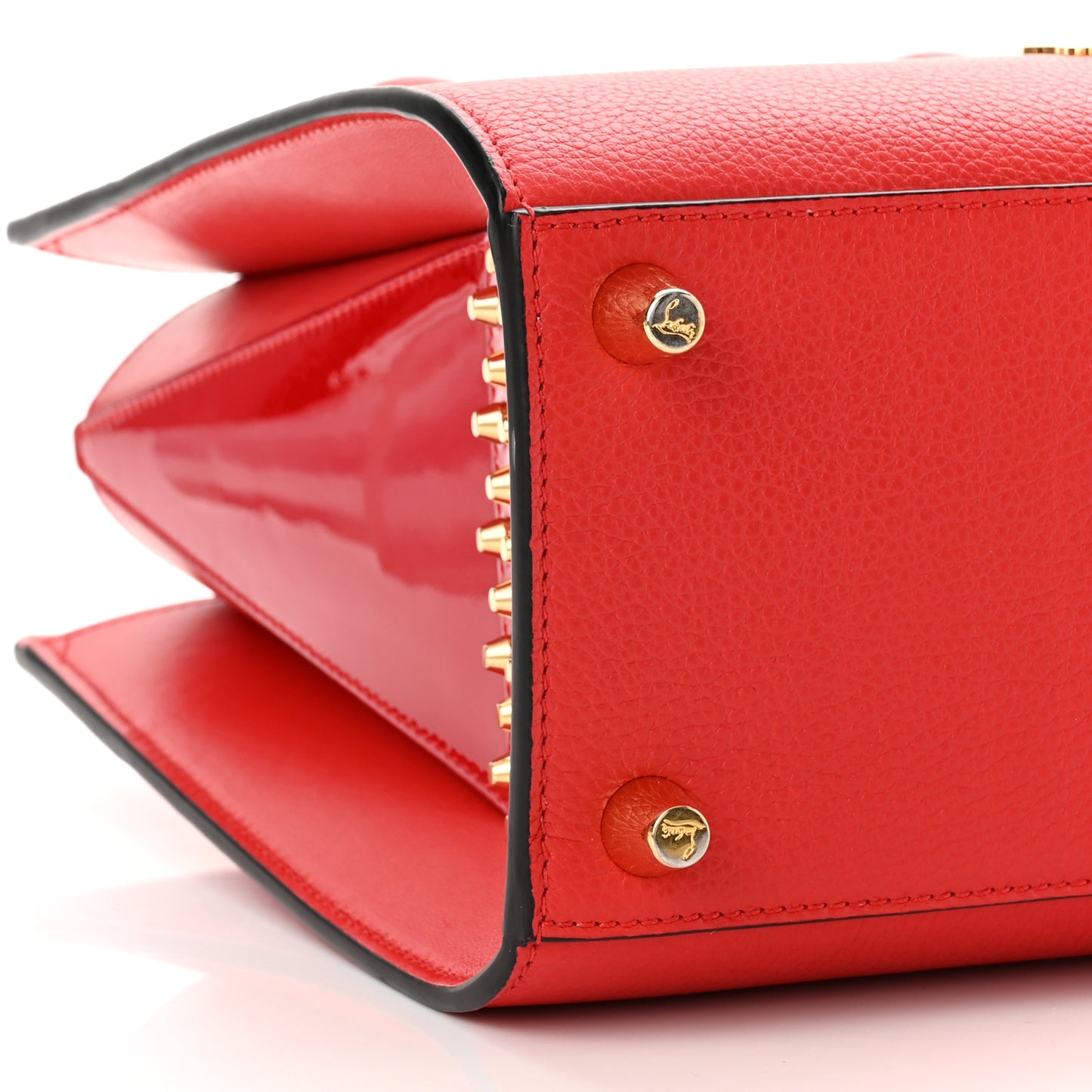 Calfskin Patent Studded Small Paloma Red