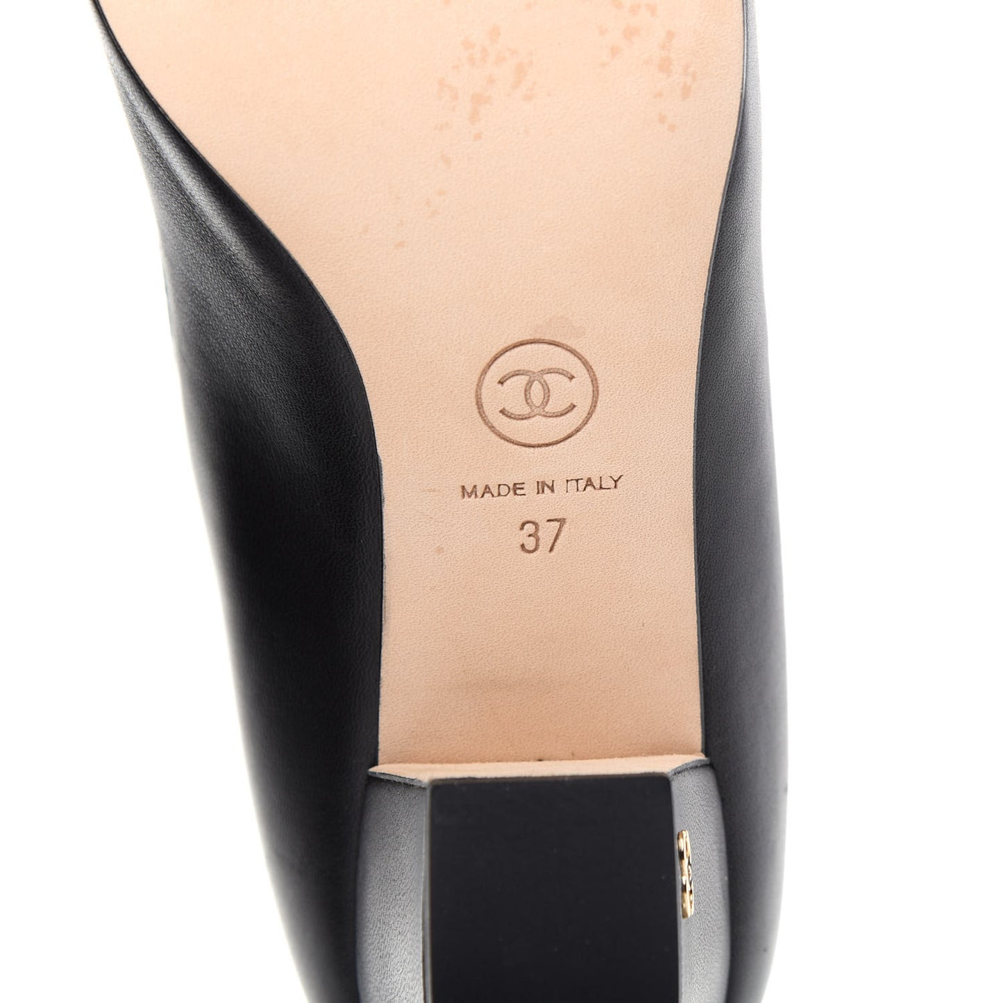 Lambskin Patent Calfskin Pearl Camellia Cap Toe Pumps 37 Black