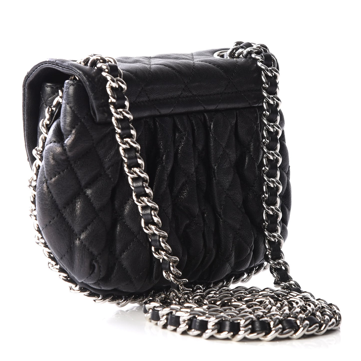 Washed Lambskin Mini Chain Around Messenger Black
