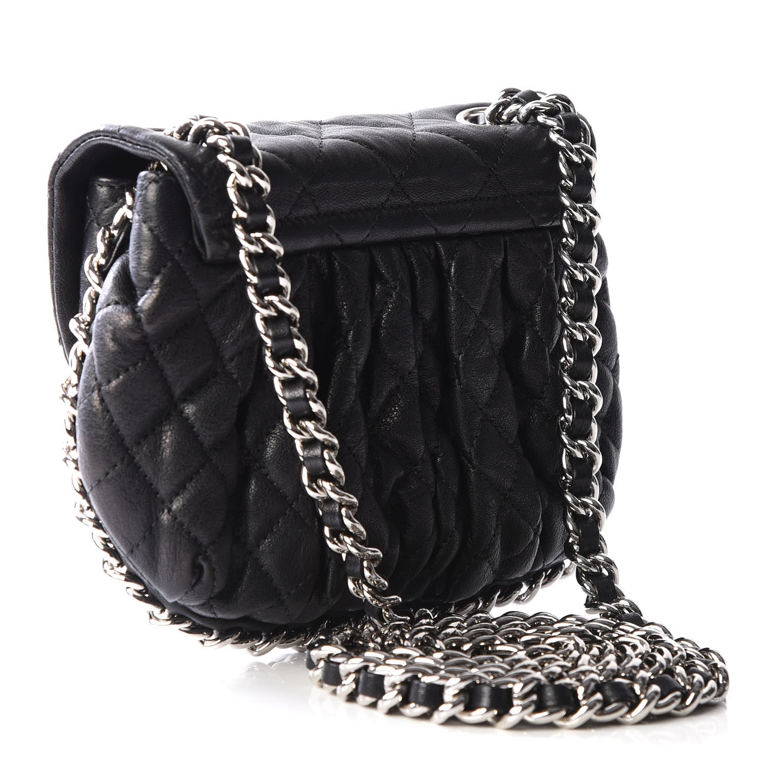 Chanel Washed Lambskin Mini Chain Around Messenger Black 2 of 10