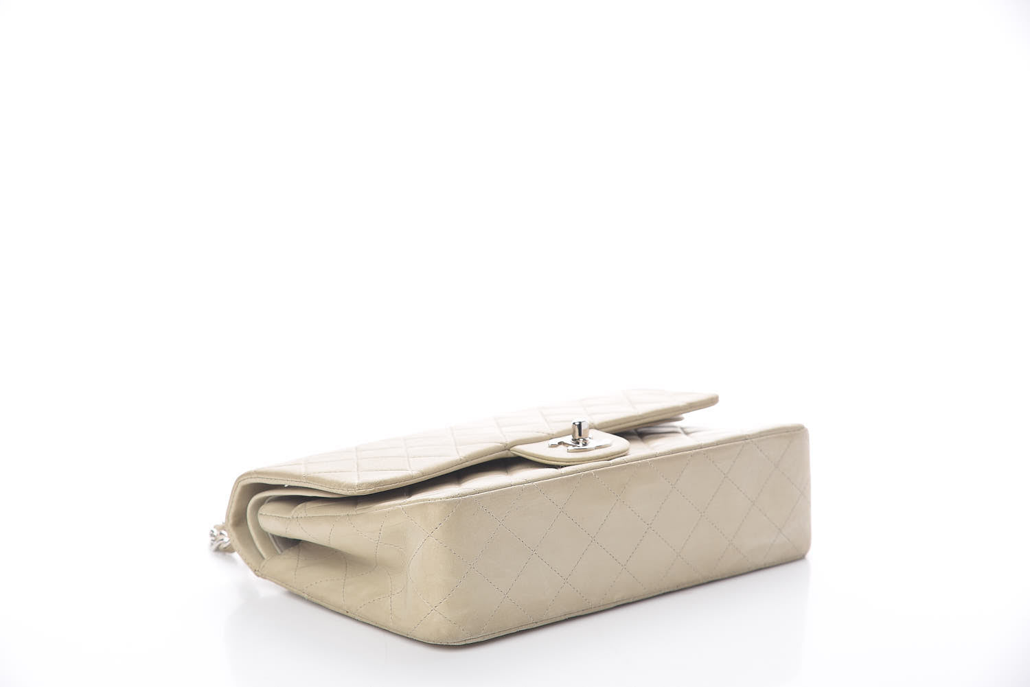 Chanel Lambskin Quilted Medium Double Flap Light Grey 4 of 9