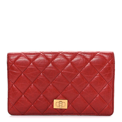 Chanel Aged Calfskin Quilted Reissue 2.55 Yen Wallet Red 1 of 8